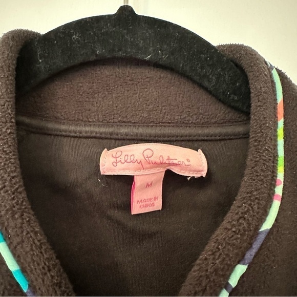 Lilly Pulitzer Printed Trim Full Zip Fleece Jacket Womens Medium Black - Picture 4 of 4